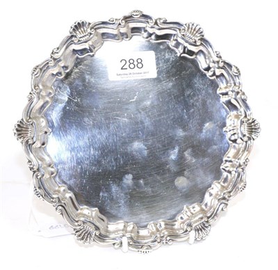 Lot 288 - A small silver salver or card tray of 18th century style, Frank Hawker Ltd, Birmingham 1970,...