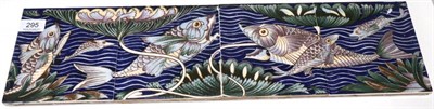 Lot 295 - A set of four late 20th century dust pressed tiles, decorated with the William de Morgan River...