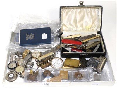 Lot 303 - Five gents wristwatches signed Smiths, Vertex, Medana, Seiko, Edox, Smiths, two fob watches,...