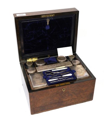 Lot 359 - A 19th century burr walnut cased gentleman's travelling compendium