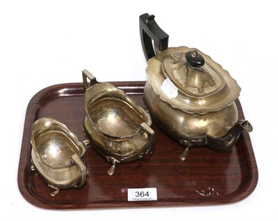 Lot 364 - A three piece silver tea set