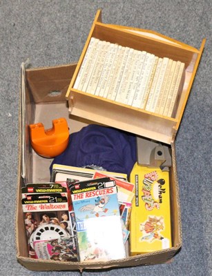 Lot 472 - A collection of Viewmaster slides, a Baby Dragon Pelham Puppet, lead toys, Beatrix Potter books etc