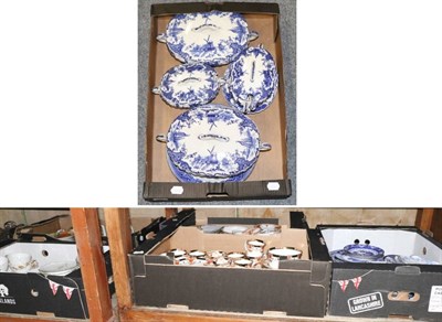 Lot 482 - Six boxes of various tea sets and dinner wares including blue and white, Noritake and Victorian tea