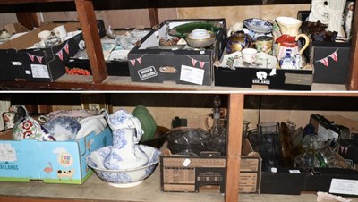 Lot 483 - Nine boxes of 19th century and later ceramics including Royal commemorative's, Toby jugs,...