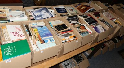 Lot 502 - Sixteen boxes of books inlcuding novels, historical reference and biographies, geographical...