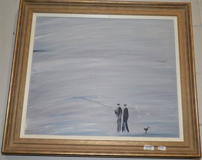 Lot 512 - Kitty North, (20th century school), Fishing & Seabird, oil on canvas, framed, with label verso