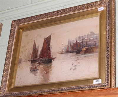 Lot 528 - Frank Henry Mason, Harbour scene with fishing boats, watercolour