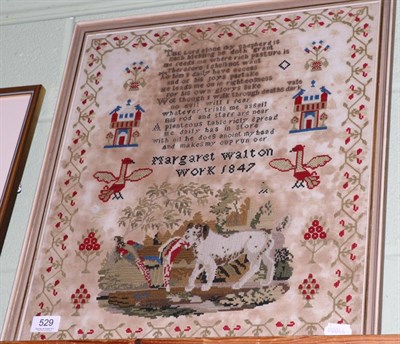 Lot 529 - A sampler by Margaret Walton dated 1847