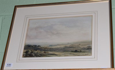 Lot 530 - A watercolour depicting a landscape scene with sheep, signed E H Rigg