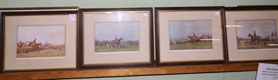 Lot 535 - After J S Sanderson Wells, a set of four colour hunting prints ";Off to draw";, ";Well away";,...