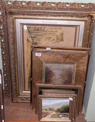 Lot 539 - A group of oils including 19/20th century school river landscape, 20th century school oriental...