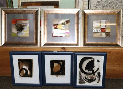 Lot 547 - A group of nine 20th century works including abstract oils, works on glass etc