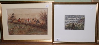 Lot 553 - G A Short, shooting scene, watercolour and a further hunting example