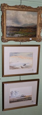 Lot 562 - W H Mander (19th century school) 'Gathering Peat on the ? Bog' oil on canvas, signed and titled...