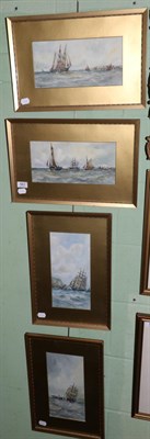 Lot 563 - W Cannon (English school) two pairs of seascapes, watercolours, all signed, framed and glazed