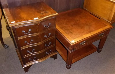 Lot 593 - A reproduction coffee table and a reproduction small four height chest of drawers