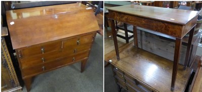 Lot 608 - A mahogany side table together with a bureau