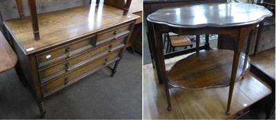 Lot 614 - A 1920's oak dressing table (mirror lacking) and an oak occasional table