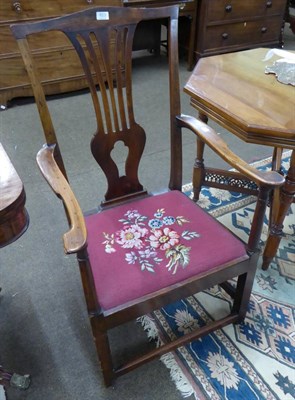 Lot 623 - A 19th century oak open armchair