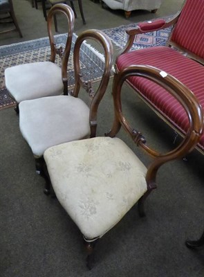 Lot 636 - Three Victorian balloon back dining chairs