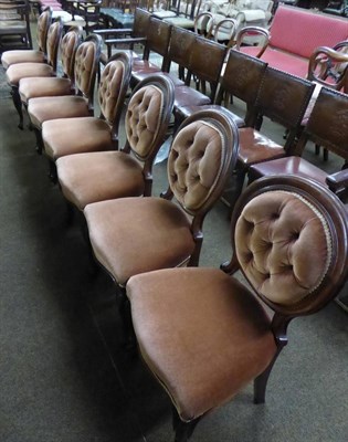 Lot 638 - Set of eight Victorian dining chairs with upholstered seats and backs (copy of original...