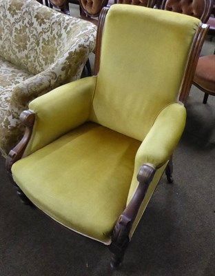 Lot 640 - A Victorian mahogany framed armchair