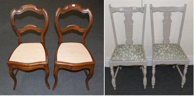 Lot 727 - A set of six painted dining chairs and a set of four dining chairs