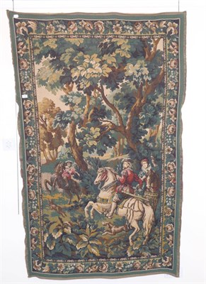 Lot 732 - An 18th century style machine made tapestry depicting a hunting scene