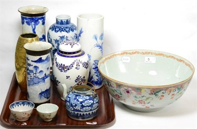 Lot 5 - A Chinese punch bowl, tea pot, vases (a.f.) etc
