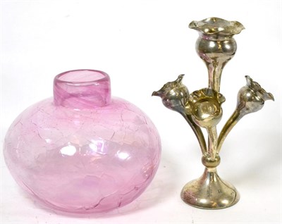 Lot 9 - A John Ditchfield Glasform vase, shape no. 343, dated 1983, together with a silver vase...