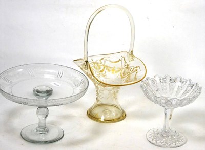 Lot 26 - A 19th century glass tazza with two others (3)