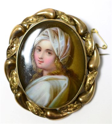 Lot 69 - A Victorian portrait miniature on porcelain in a yellow metal mount