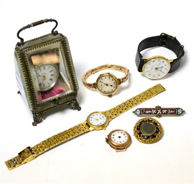 Lot 88 - Two lady's 9ct gold wristwatches, Rotary lady's wristwatch, Sekonda wristwatch, two brooches...