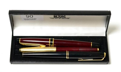 Lot 90 - A Mont Blanc classic fountain pen together with a Parker fountain pen and a Waterman ball point pen