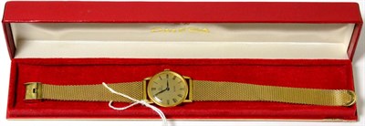 Lot 102 - A lady's plated wristwatch signed Omega, with attached bracelet with clasp stamped 10kt G.F
