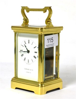 Lot 115 - A brass carriage timepiece retailed by Garrard & Co, London W1