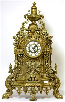 Lot 145 - A large gilt metal mantel clock with German movement