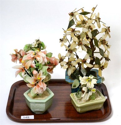 Lot 149 - Four Chinese hardstone flower models