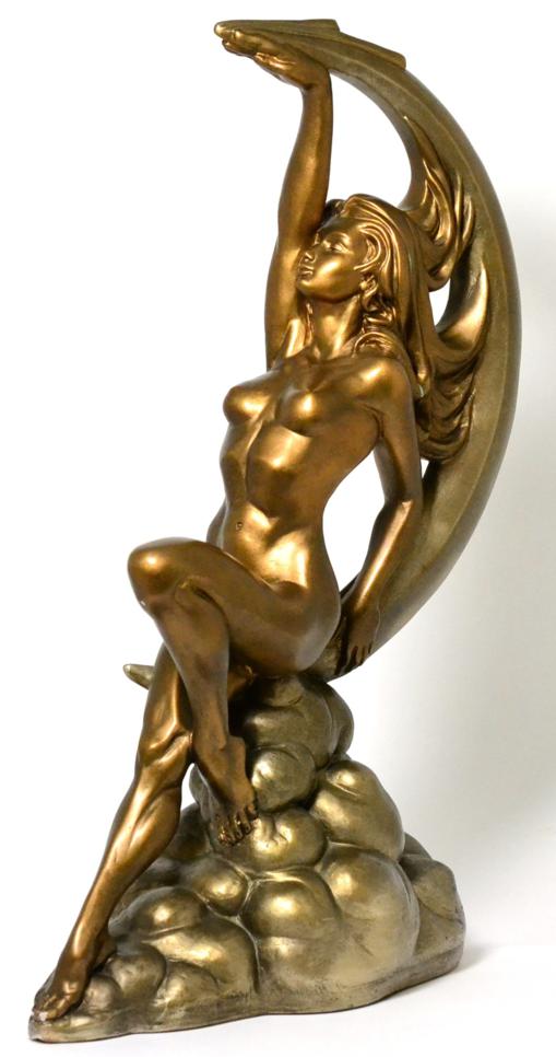 Lot 151 - A reproduction bronzed spelter sculpture of a nude female
