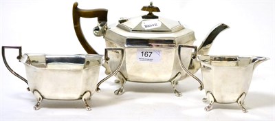 Lot 167 - A silver three piece tea service, Viners Ltd