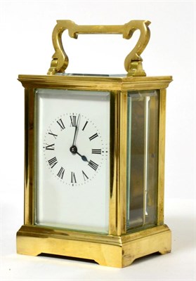 Lot 175 - A French brass carriage timepiece