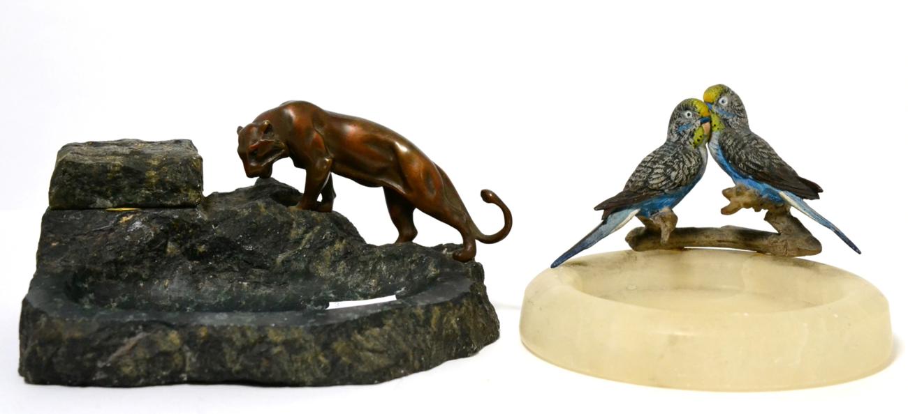 Stone Inkstand Lot 183 - A bronze mounted inkstand featuring a tiger;