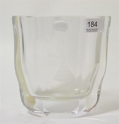 Lot 184 - An Orrefors cased glass vase etched with a figure, circa 1956, with engraved marks