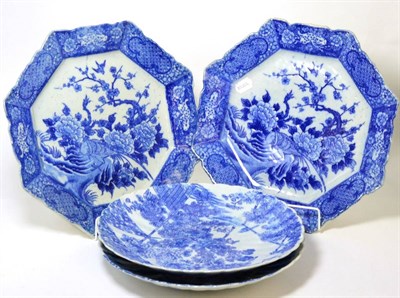 Lot 215 - Two pairs of Japanese porcelain blue and white chargers