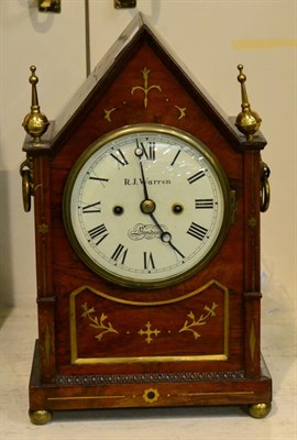 Lot 229 - A rosewood striking table clock, white dial, later signed, R.J. Warren, London, later twin...