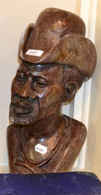 Lot 244 - A soapstone carved bust of a man