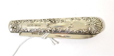 Lot 272 - An Edwardain Silver Penknife, Henry Williamson Ltd, Sheffield 1902, with C scroll and palmette...