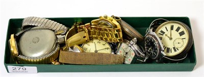 Lot 279 - A small group of watches including two silver pocket watches, a Hudson seawatch etc