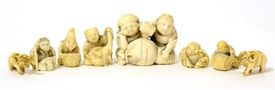 Lot 284 - A group of Meiji period ivory netsukes (8)