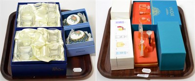 Lot 313 - Four boxed Lalique glass perfume sets, two cased sets of Cunard Queen Elizabeth whisky tots and...